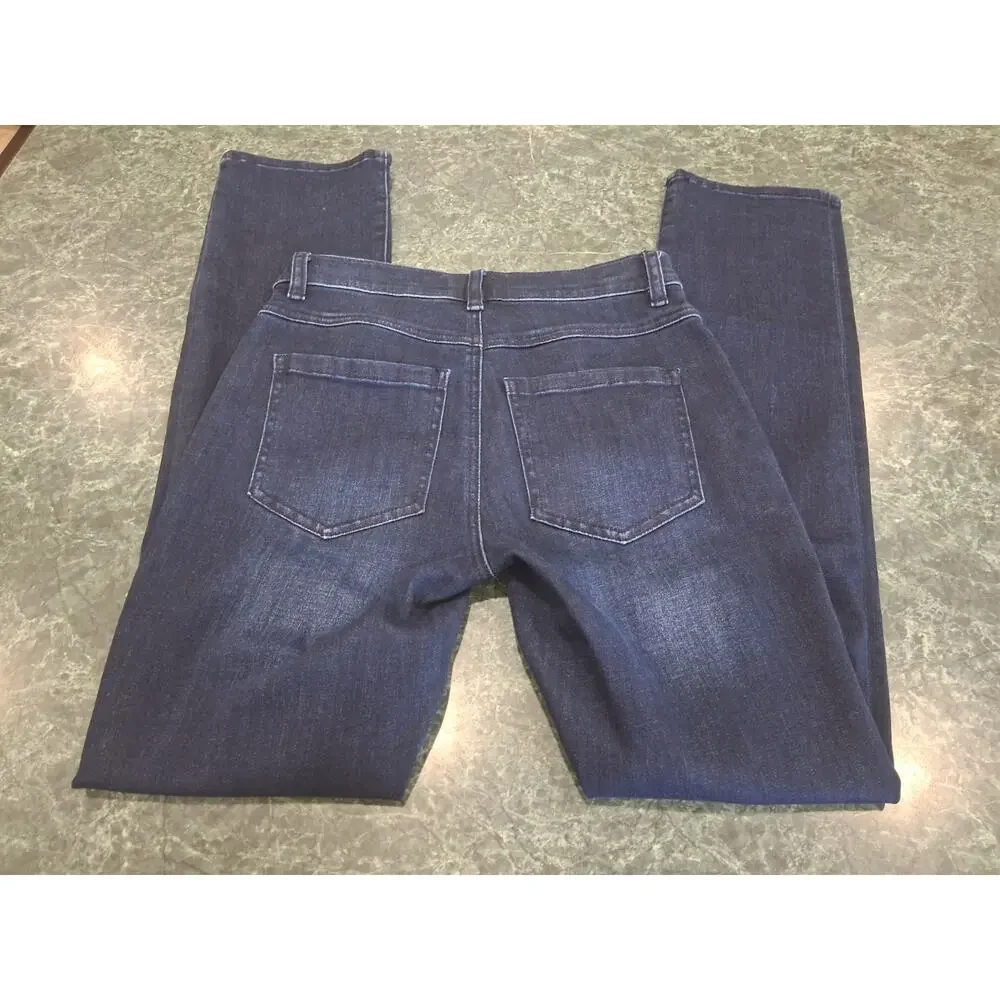 Cabi Dark Wash Exposed Button Fly Straight Denim Jeans Size 0 Retro Y2k Grunge - Picture 7 of 11